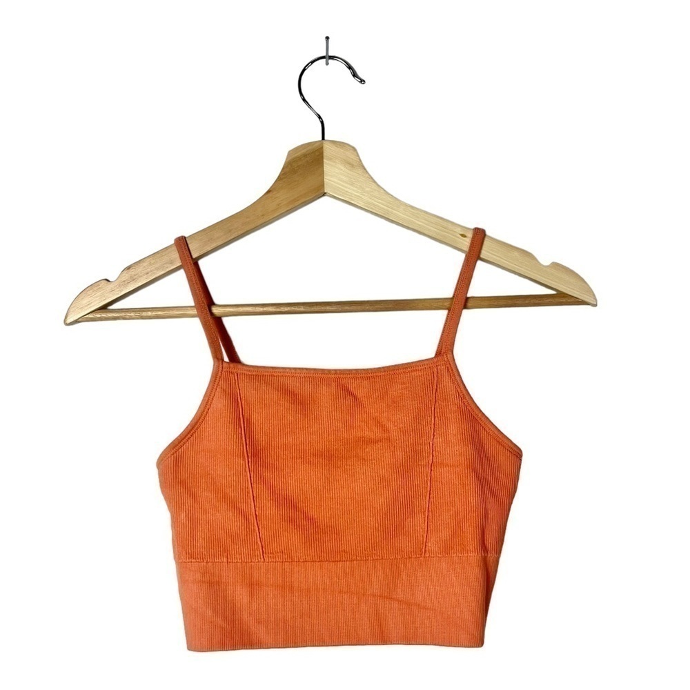 Boutique Orange Ribbed‎ Cropped Athletic Tank Top XS